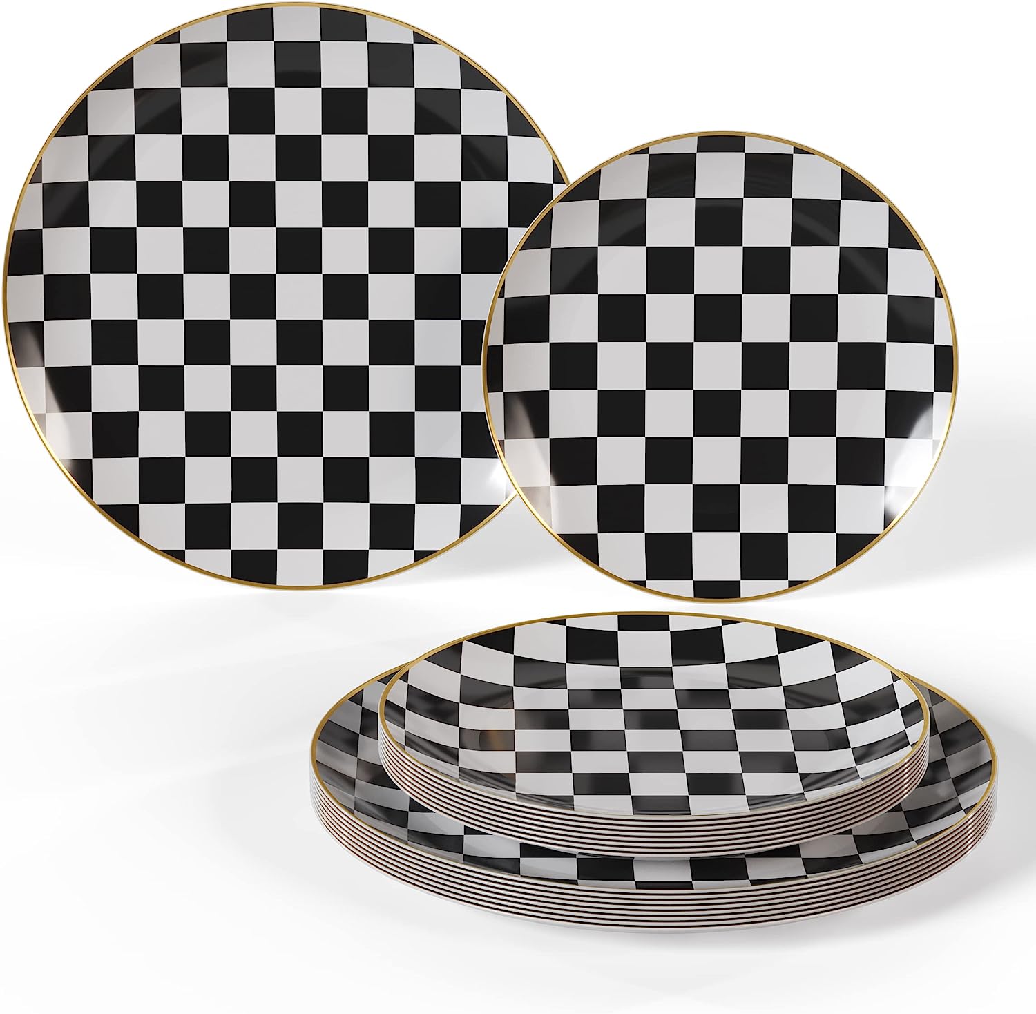 Trendables Checkered Disposable Plates Set