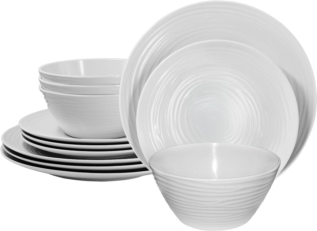 Parhoma White Melamine Plastic Home Dinnerware Set